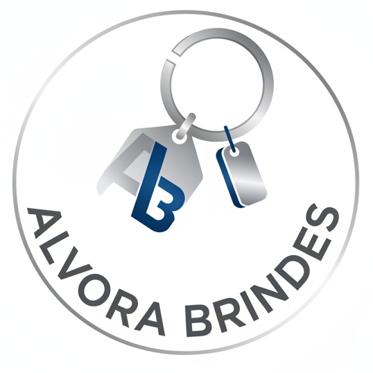 gere uma logotipo para meu site de brindes de icone pode colocar algo relacionado a brindes tipo um chaveiro, o nome e ALVORA BRINDES faça uma logo formato redondo com fundo branco, fazer algo mais profissional