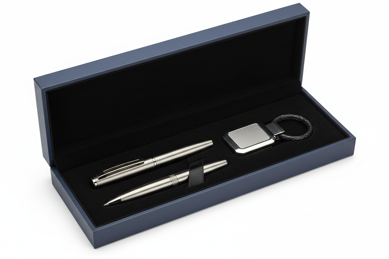 Kit Executivo (Caneta Metal + Chaveiro) Personalizável faça a imagem existente e padrao